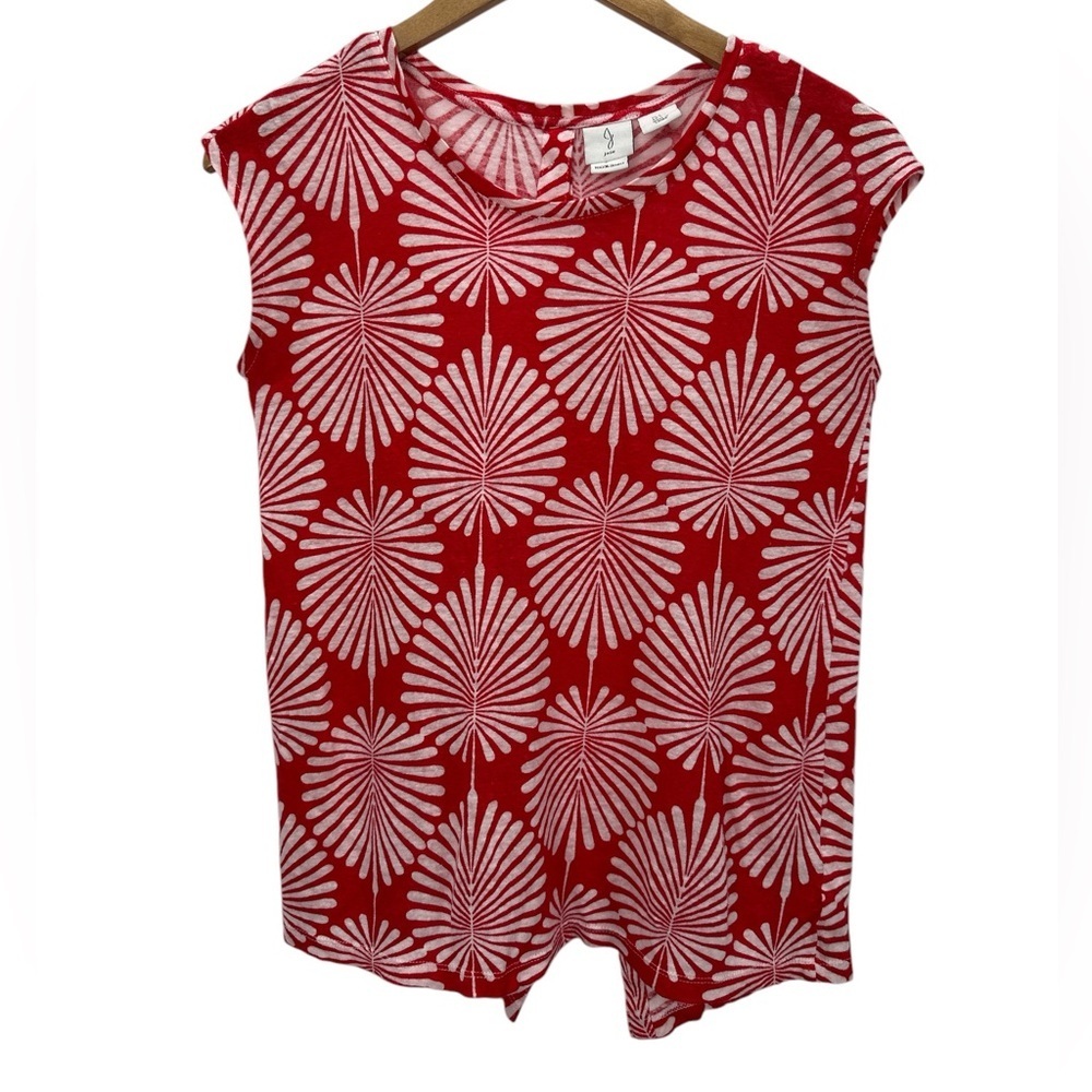 Joie Linen Button‎ Back Top Blouse Beachy Coastal Resort Tropical